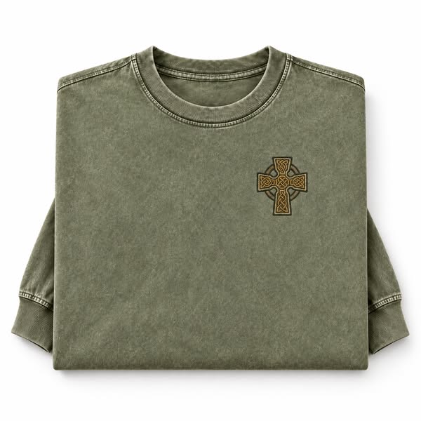 Celtic Cross Left Chest Long Sleeve