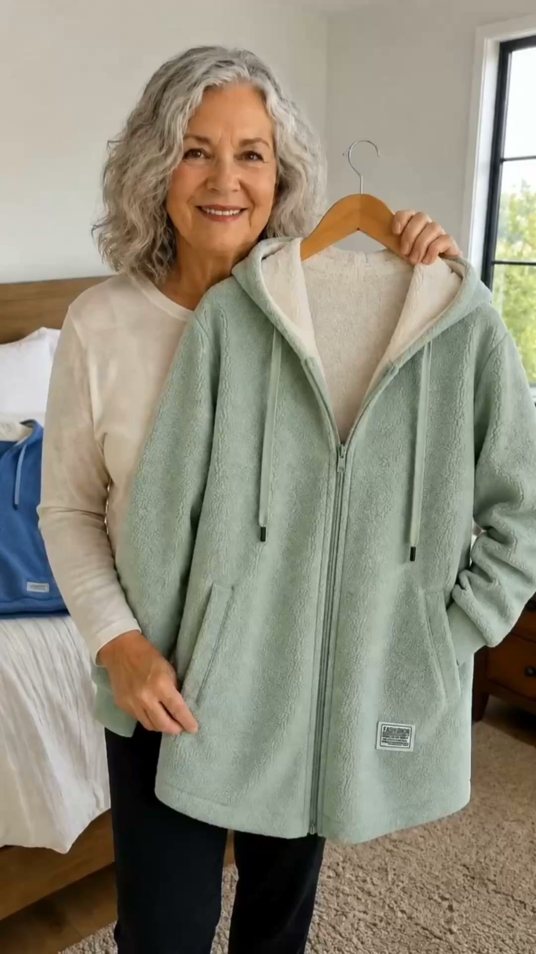 Krista | Warme Teddyweste mit Kapuze für Damen