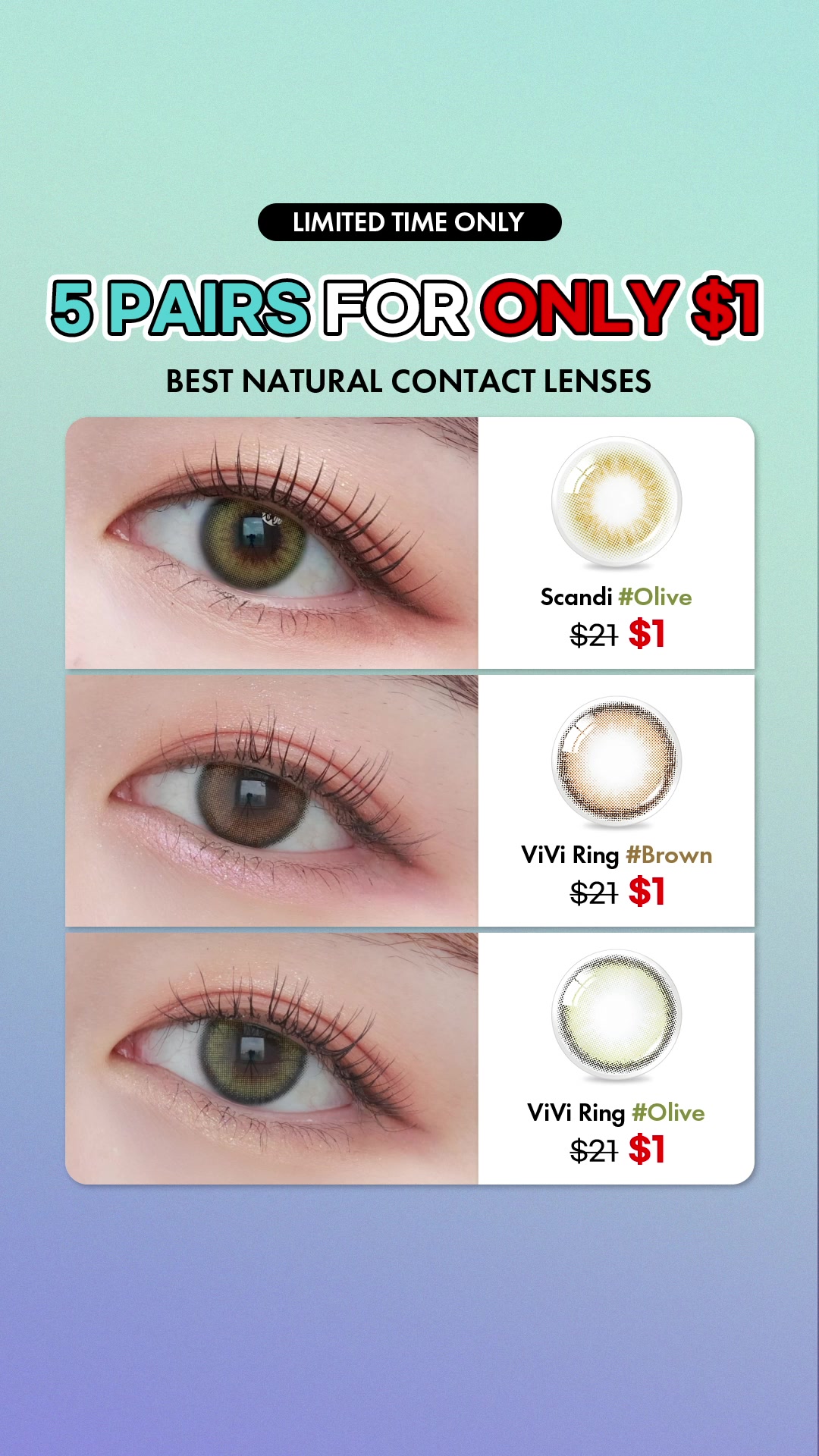 𝐎𝐍𝐋𝐘 $𝟏 for Natural Contact Lens