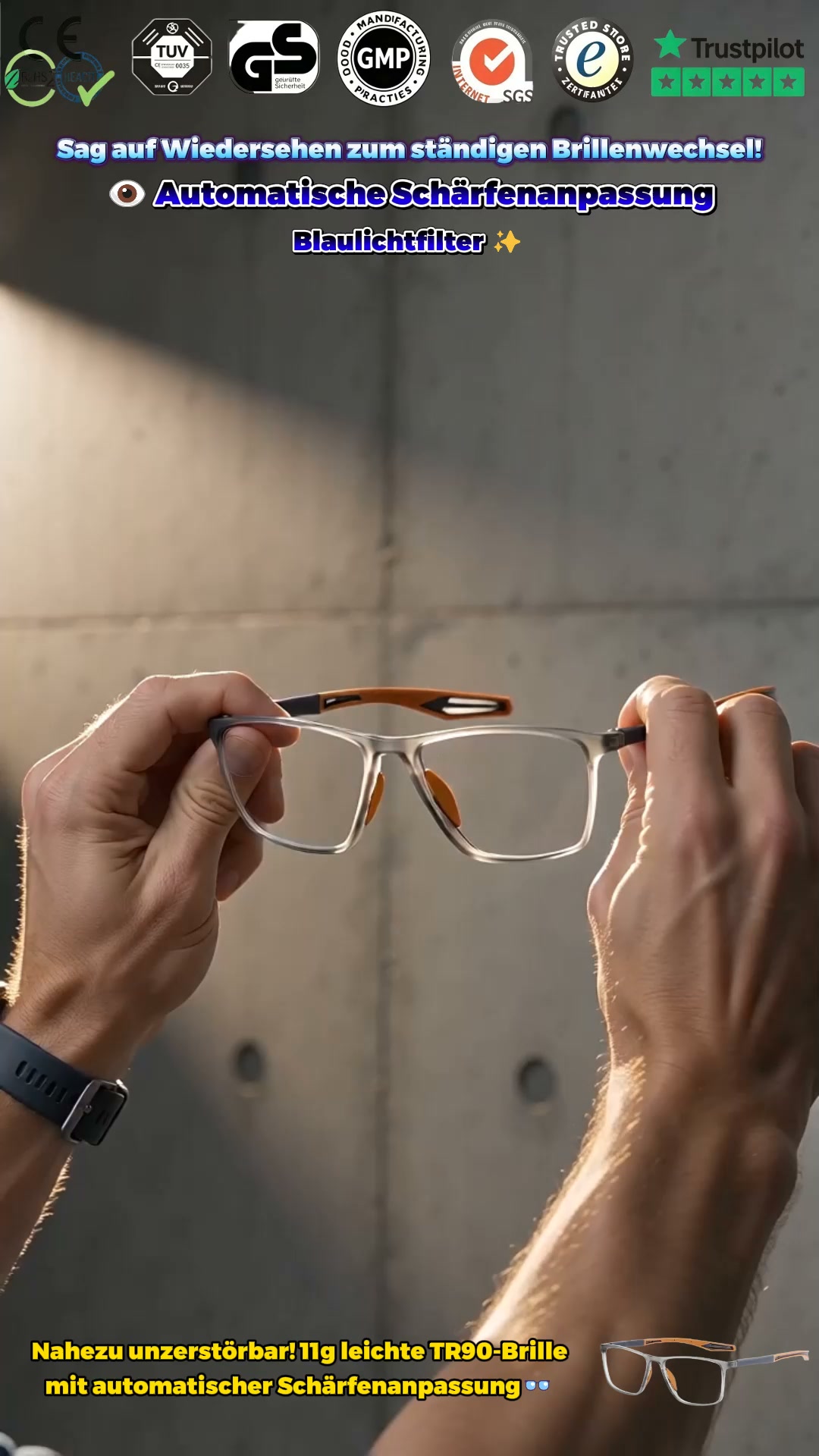Bis zu 79% OFF! 1-Sekunden Auto-Fokus Brille (3er-Set nur 49 €)