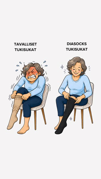 Mukavat ja helposti puettavat tukisukat