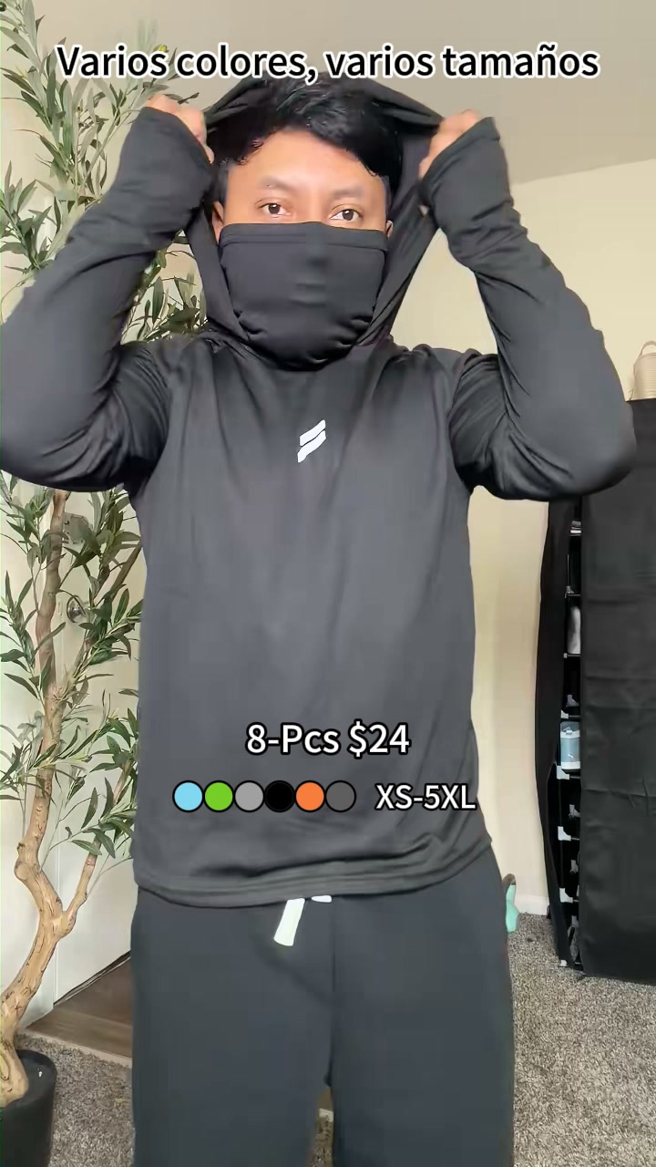 Lote de 8 sudaderas solares, con mascarilla.