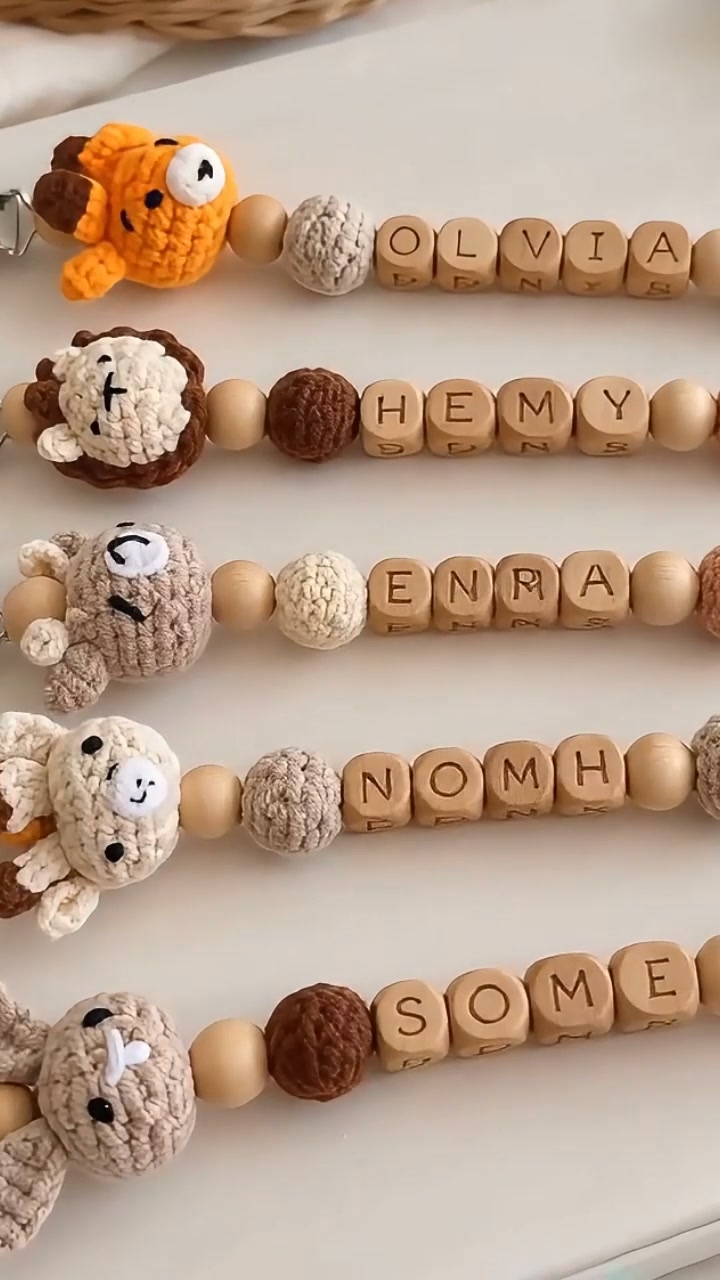 Personalized Crocheted Animal Pacifier Clips