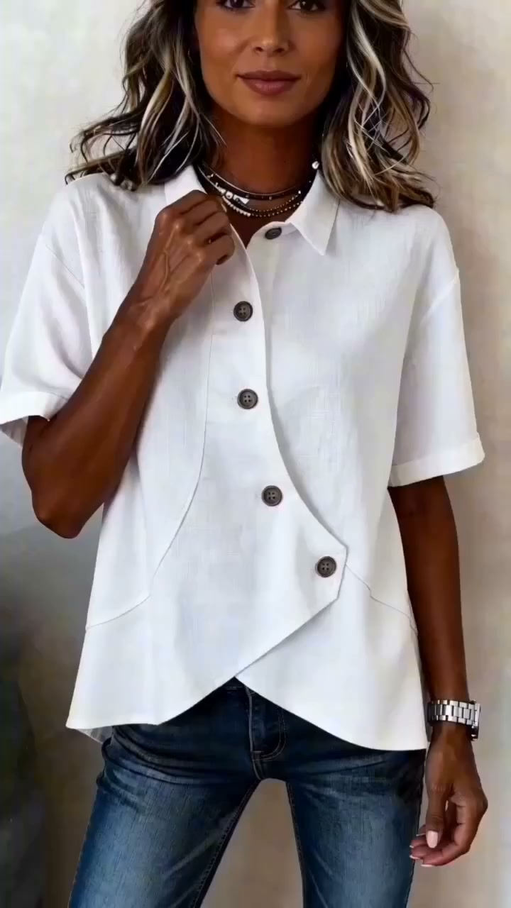 Asymmetrical Placket Button Down Shirt