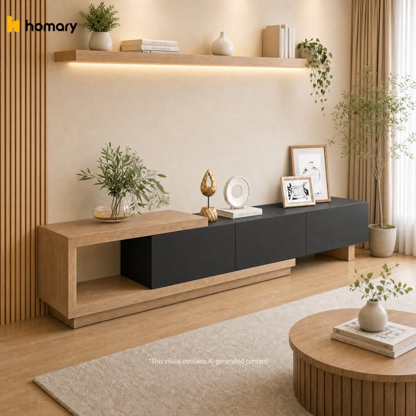 Quoint 180 - 255 cm Extendable TV Stand with 3 Drawers