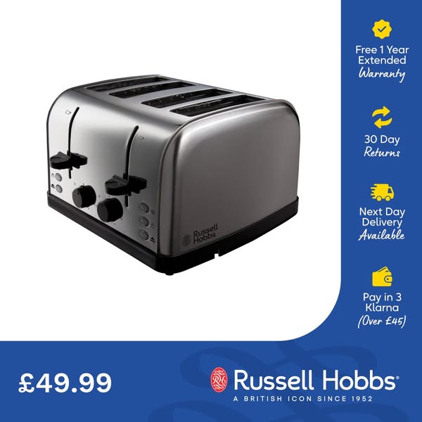 Russell Hobbs Classics 4 slice Toaster - Brushed