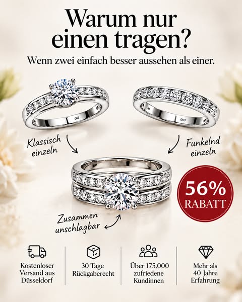 2 Ringe. 1 Look. 60 % Rabatt.