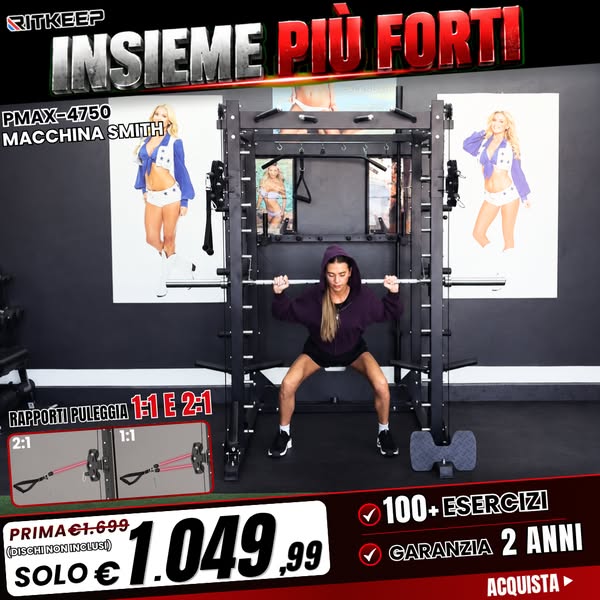 PMAX 4750 Palestra Domestica Tutto-in-One | Macchina Smith Ritkeep