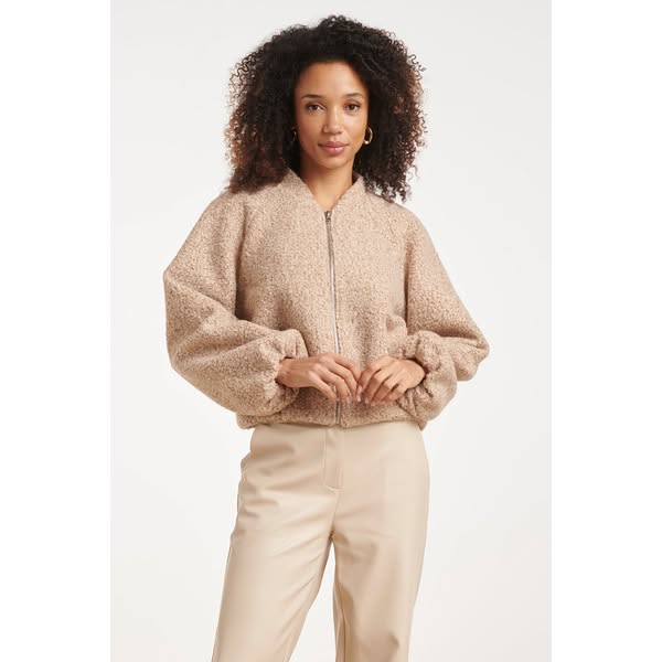 Bouclé Jack Met Ritssluiting | Dark Sand