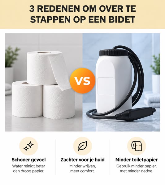 Toiletpapier voelt niet schoon. Water wel.