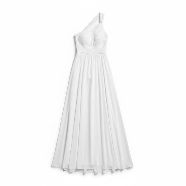 Γυναικείο Maxi Φόρεμα Λευκό One Shoulder Libra Collection - S