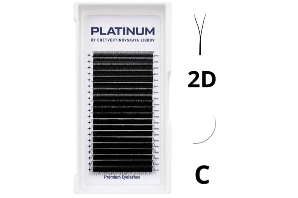 Abanicos Prefabricados para Extensiones de Pestañas 2D Negros YY-Double Curvatura C 0.07 6–13 mm PLATINUM