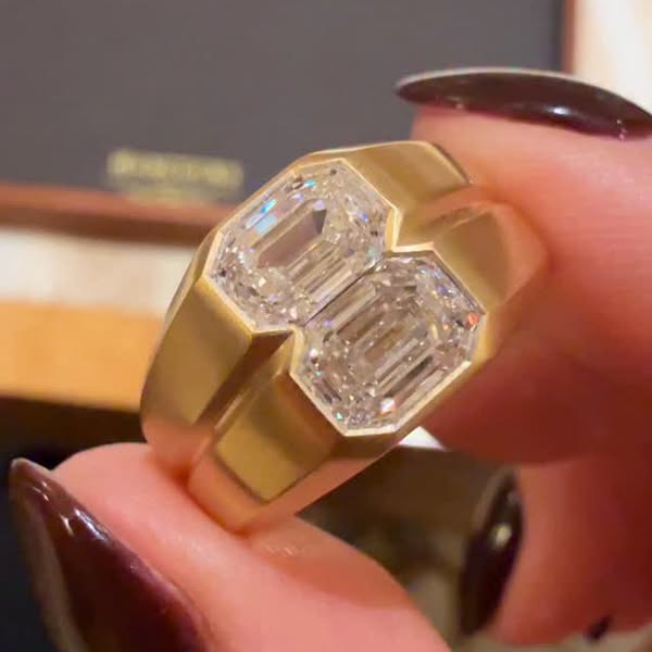 2 Ctw Octagon Cut White Cubic Zirconia 925 Sterling Silver Stacked Gypsy Style Ring-JOSHINY$130