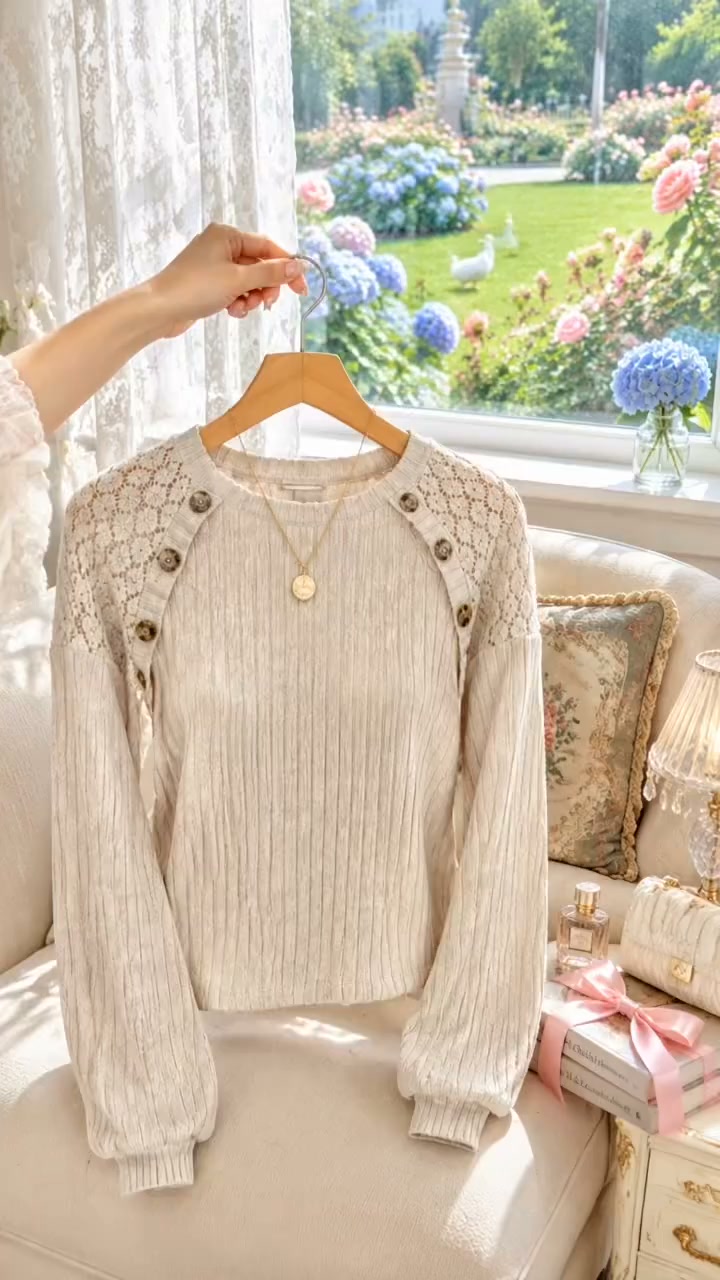 Tijdelijke Favoriet Dames Casual Geribbelde Gebreide Top met Lange Mouwen – Zacht, Comfortabel & Makkelijk te Combineren