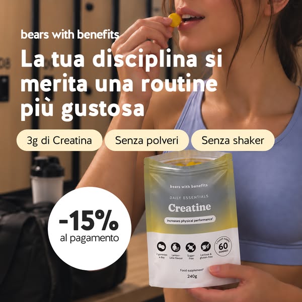 3 g di creatina. Niente polvere. Niente shaker.