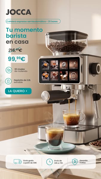 Cafetera Espresso Semiautomática 20 Bar Easy Touch | JOCCA