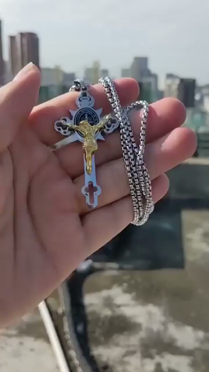 Benedict Protection Cross Power Pendant Necklace