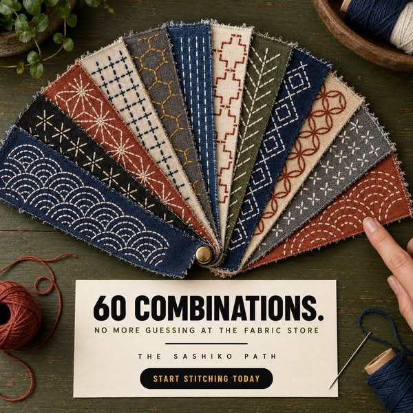 The Sashiko Path — 8 Guides, 120 Patterns, One Calm Method
