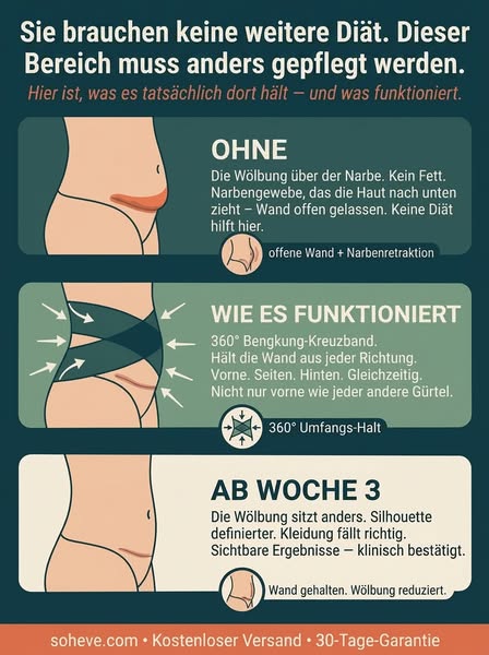 Deine Bauchfalte nach dem Kaiserschnitt verschwindet nicht durch eine Diät. Hier erfährst du, warum.
