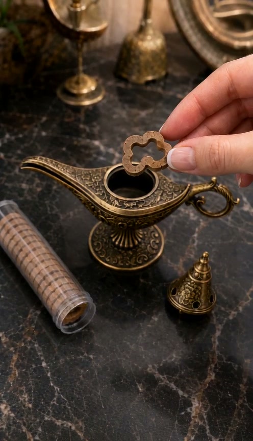 Vintage Aladdin Genie‑Lamp Incense Holder Whimsical Novelty Gift