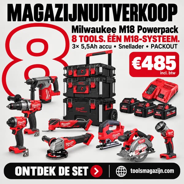 Milwaukee M18 Powerpack voor €485