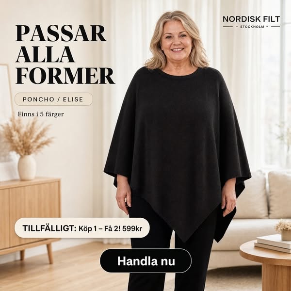 Nordisk Filt™ – Elise stickad Poncho (Köp 1 - Få 2)