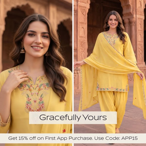Butter Yellow Solid Chanderi Silk Straight Kurta Set with Floral Thread Embroidery, Sequin Highlights, Salwar & Embroidered Dupatta