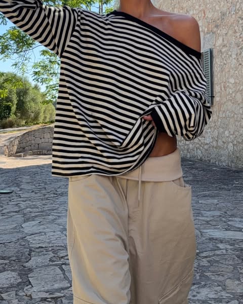 Striped off-shoulder