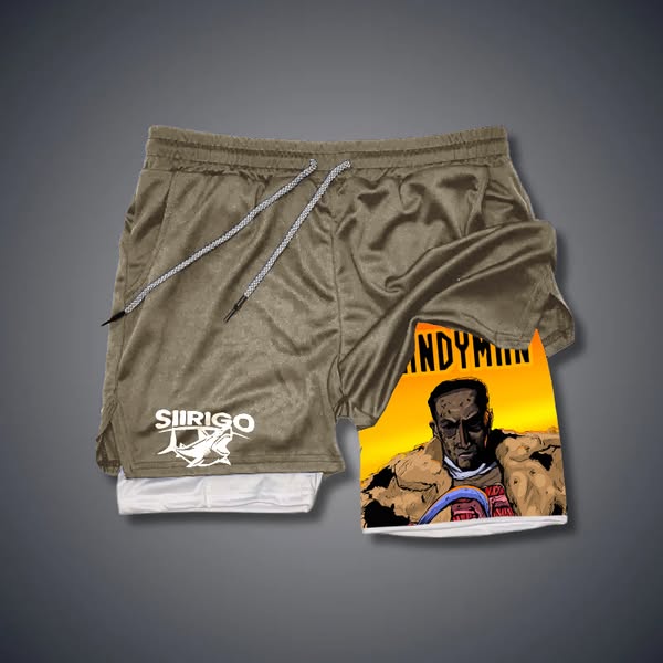 CandyMan 2 Print GYM PERFORMANCE SHORTS Army Green-S