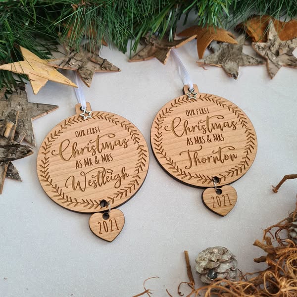 Couple's First Christmas Personalised Ornament