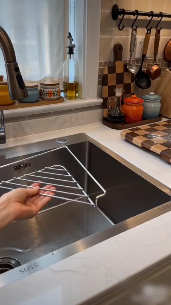Space-Saving Corner Sink Drain Rack - Organize Like a Pro!