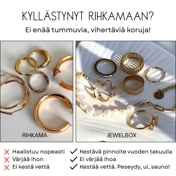 Kullattuja koruja, jotka eivät pelkää vettä