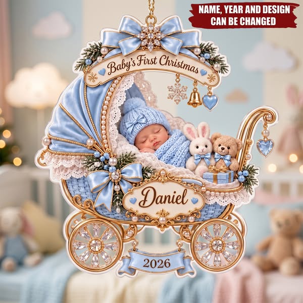 Personalized Baby’s First Christmas Ornament , Custom Name Acrylic Keepsake