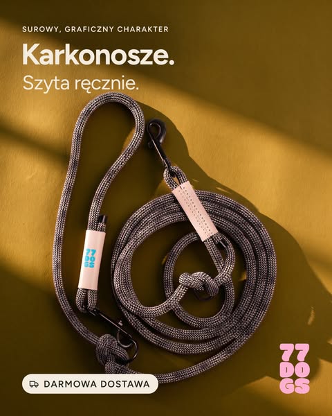 Smycz przepinana 3 m, szyta ręcznie