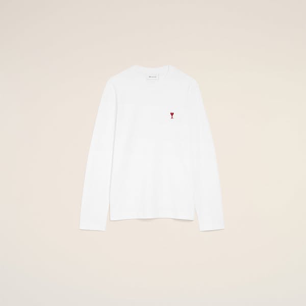 White Cotton Longsleeves T-shirt With Ami De Coeur