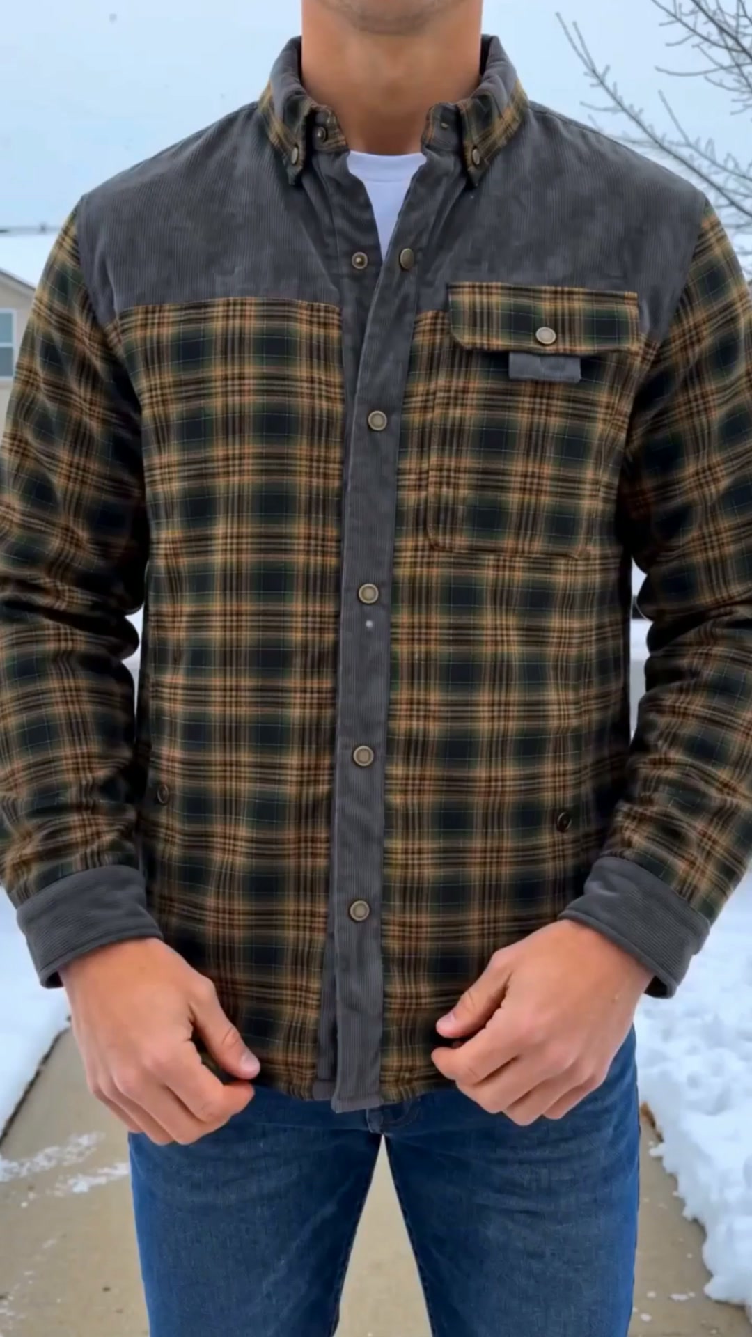 KZZ Men's Plaid Shirt Jacket