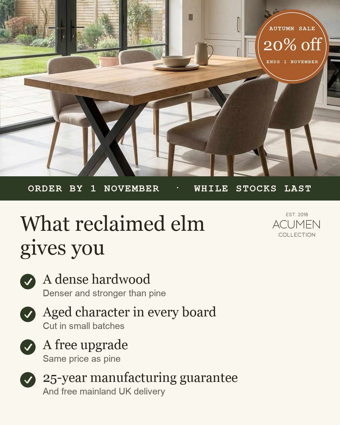 What reclaimed elm gives you