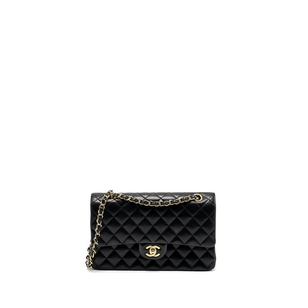 CHANEL MEDIUM CLASSIC DOUBLE FLAP BAG LAMBSKIN BLACK GHW