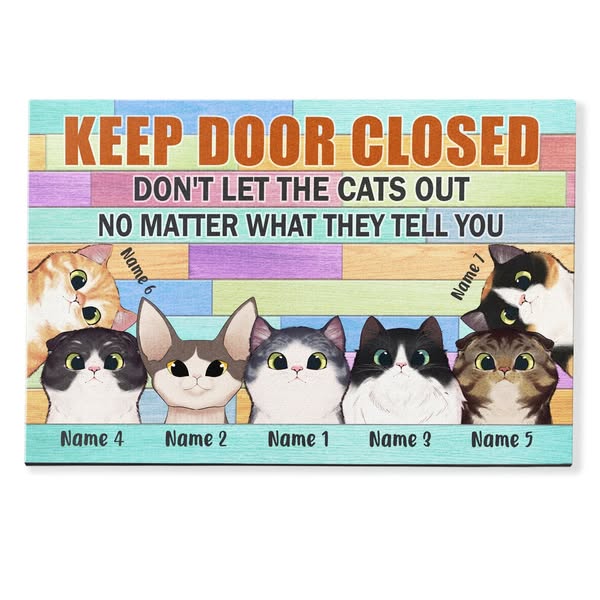 Keep Door Closed Don't Let The Cats Out, Cat Custom Doormat, Gift For Cat Lovers