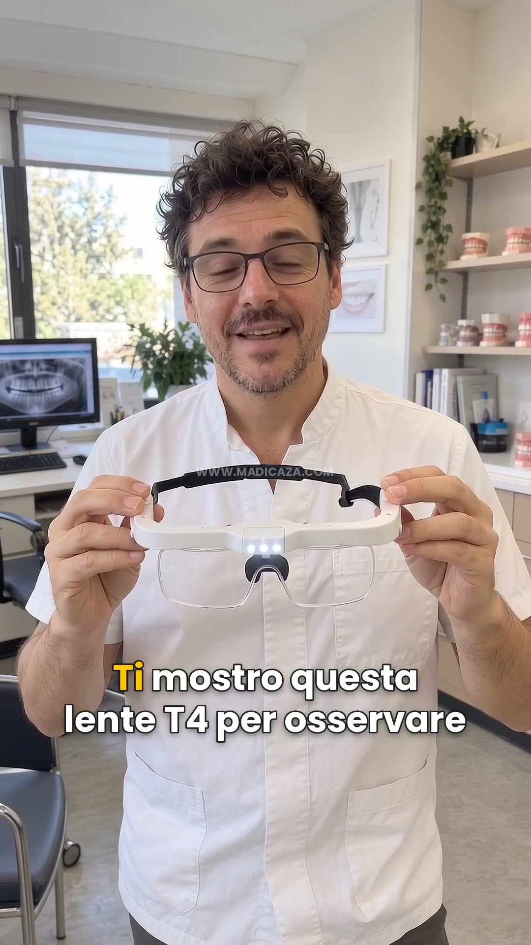 Lente T4 — ingrandimento in formato occhiali
