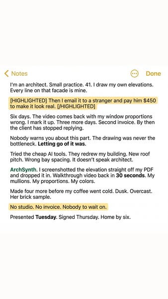 You drew the elevation. Why are you paying $450 and waiting six days for someone else to render it?