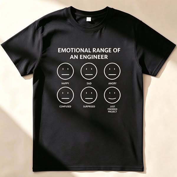 EMOTIONAL RANGE OF AN ENGINEER.