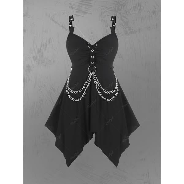 Tabbytragedy Loves Plus Size Gothic O Ring Chains Handkerchief Tank Top