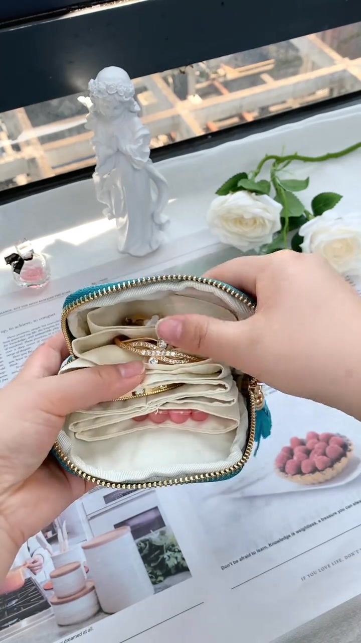 Jewelry organizer with zippered pockets