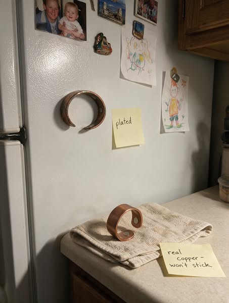 Most "copper" jewelry isn't copper. Here's the 4-second test.