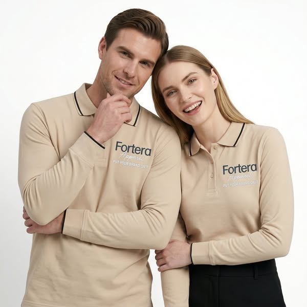 Long Sleeve Work Polo Shirt with Logo - Heavy Duty Embroidered Uniform | Fortera Apparel