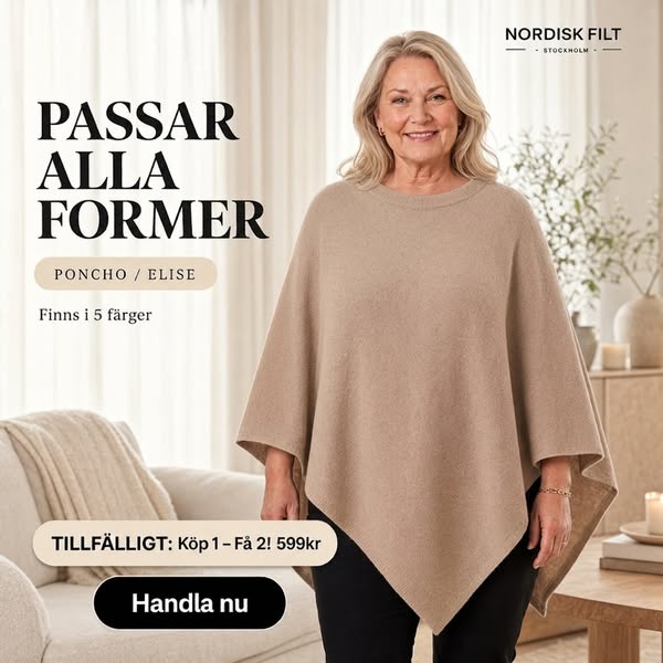 Nordisk Filt™ – Elise stickad Poncho (Köp 1 - Få 2)
