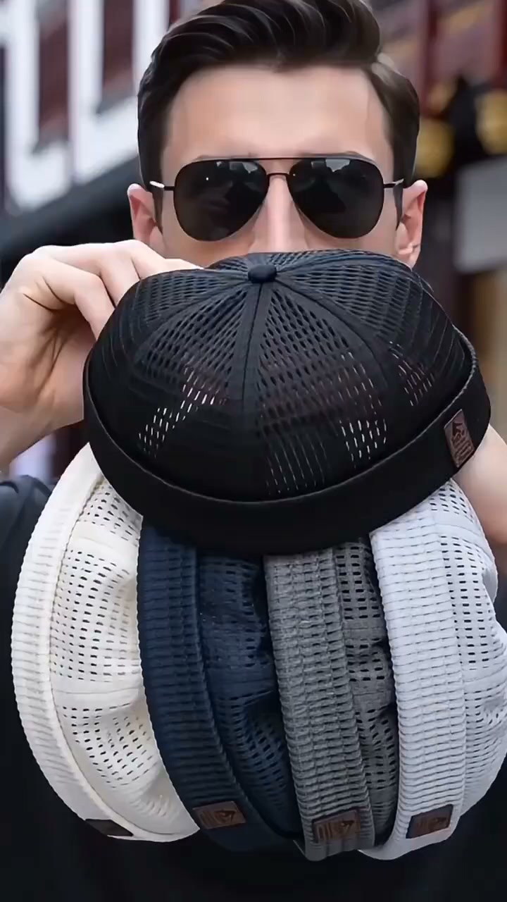 Men's Breathable Brimless Docker Hat – Lightweight Mesh Skull Cap for Summer Outdoor Wear