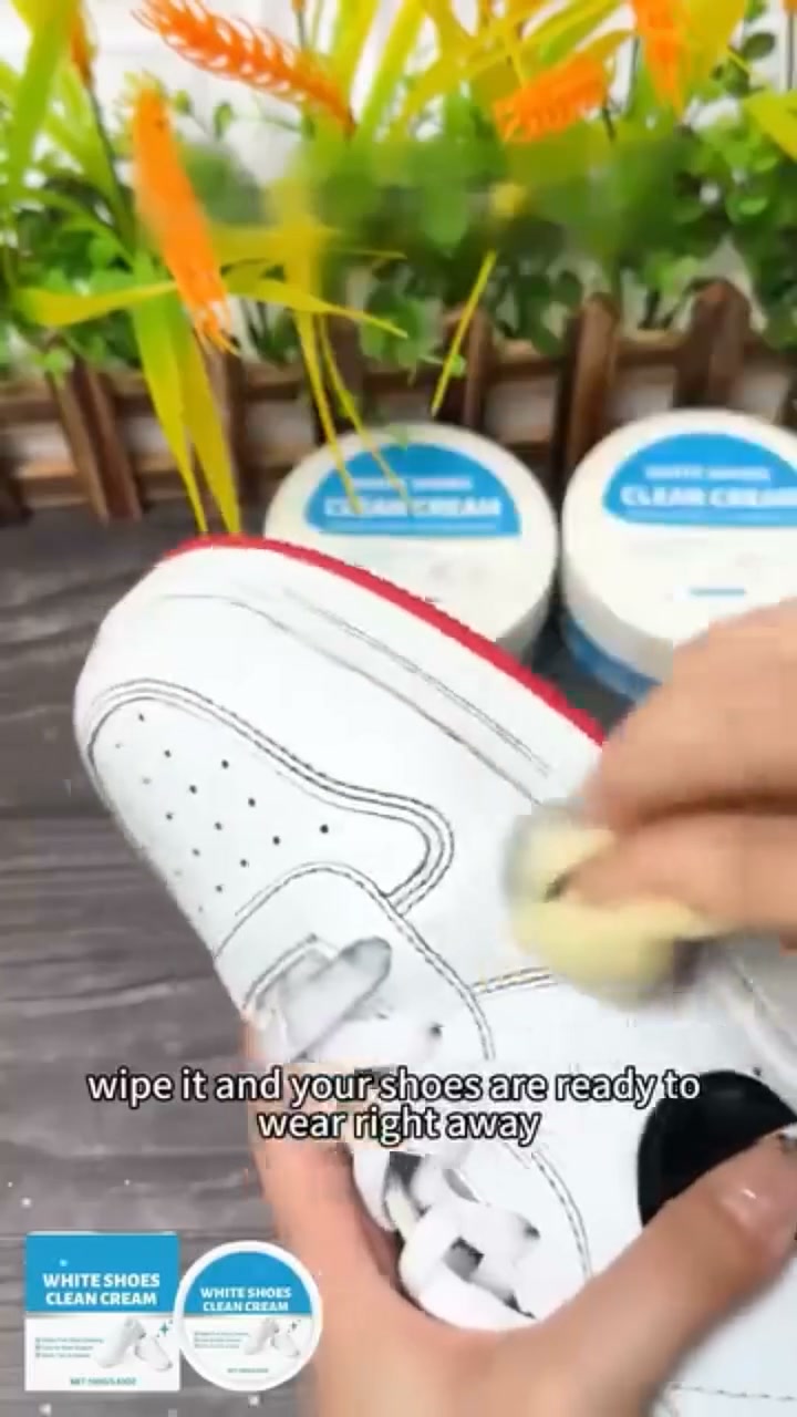 White Shoe Cleaning Cream | Waterless Stain Remover with Sponge