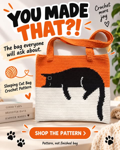 Sleeping Cat Bag Crochet Pattern